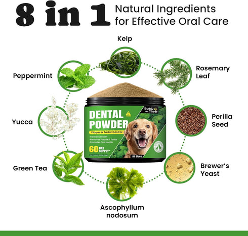 60-Day Dog Teeth Cleaning Powder, Dog Dental Powder and Cats Breath Freshener, Plaque Off Pet Tooth Cleaning lab co