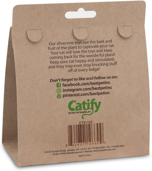 Natural Silvervine Cat Chew Toy, Interactive Chewing Toys with Catnip Effect - Trio Hamburger & Ball, 2 Packs