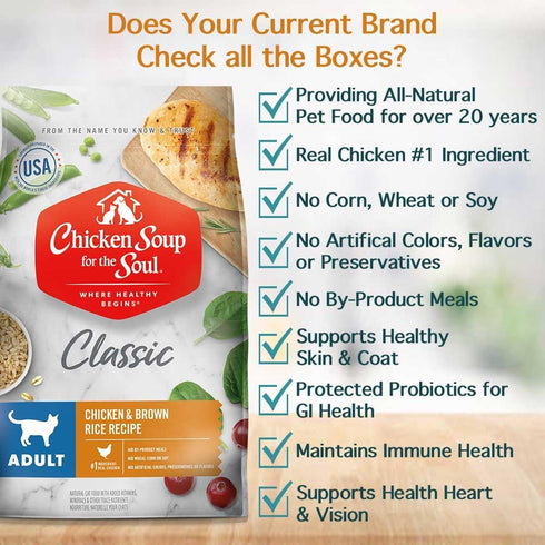 Immune 4.5lb (Pack 2) Chicken Soup for the Soul All Natural Premium Adult Dry Cat Food, Real Meat First Ingredient, No