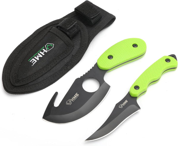 HME 2-Piece Field Skinning Gut/Cape Knife Kit, 3.5" Gut Hook & Fixed Blade Knife