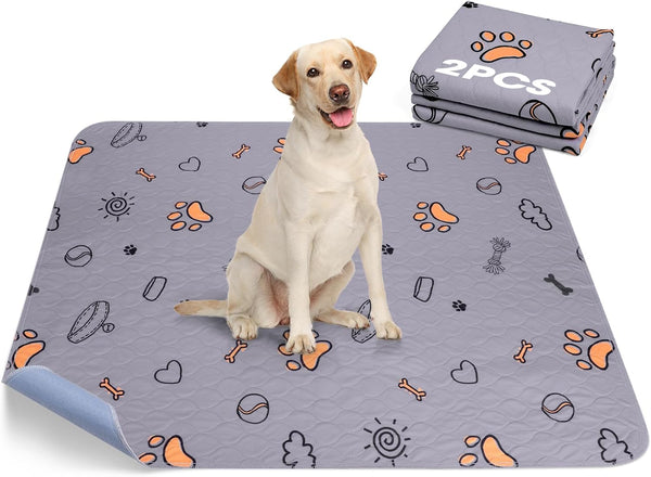 Washable Pee Pads for Dogs, 2 Pack Large 48"x48" Super Absorbent Reusable