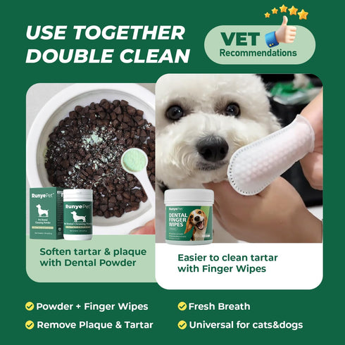 100 Count Dog Dental Wipes - Dog Finger Toothbrush & Teeth Cleaning Wipes, Pet Dental Finger Wipes for Dogs & Cats