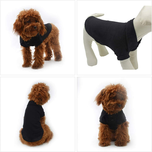 lovelonglong Basic Dog Polo Shirts Premium Cotton, Polo T-Shirts for Large Medium Small Dogs, Black XXL