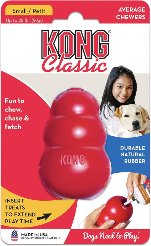 KONG Classic Stuffable Dog Toy - Durable Natural Rubber Fetch & Chew Toy for Small Dogs with Treat-Filling