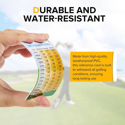 Golf Club Distance and Rules Card: Golf Club Bag Accessories - Yardage Card for Men and Women