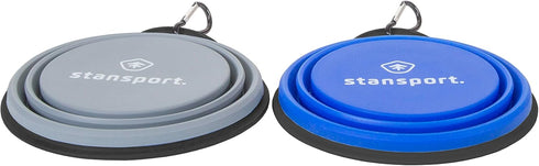Stansport Collapsible Silicone Travel Bowls, 2 Pack in Grey and Blue, Large Size