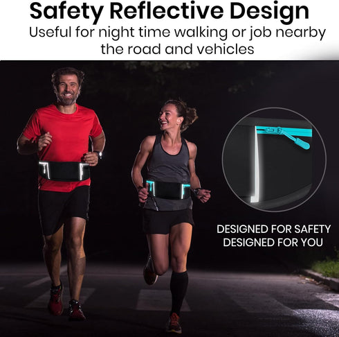 Vive Running Belt Fanny Pack - Waterproof Reflective Waist Pack Bag for Jogging, Fitness, and Travel