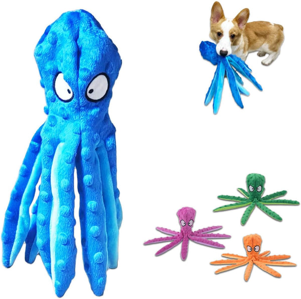 Dog Squeaky Toys Octopus No Stuffing Crinkle Plush Dog Toys for Puppy