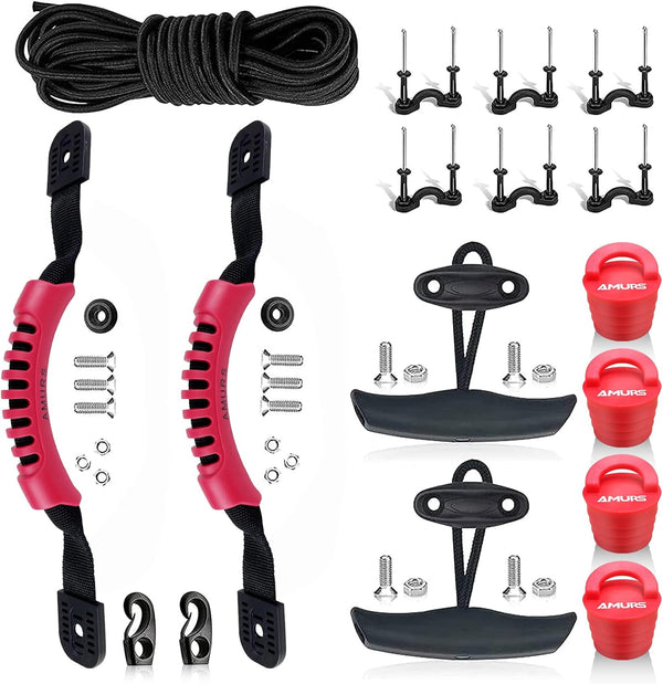 Kayak Carry Handles, Accessory Kit with Scupper Plug, T-Handle, 8 Feet Bungee Cord, Rivet Pad Eyes
