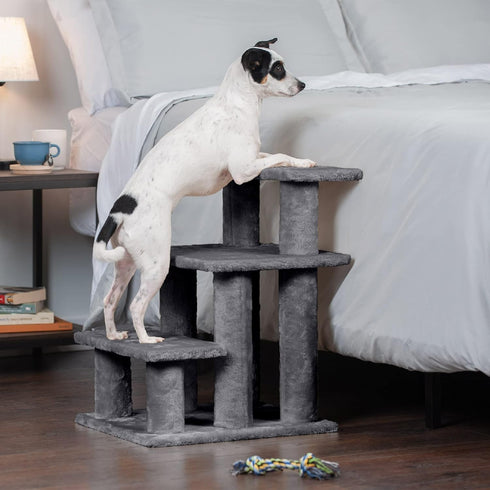 Furhaven Steady Paws Multi-Step Pet Stairs for High Beds & Sofas, Gray, 3-Step Design