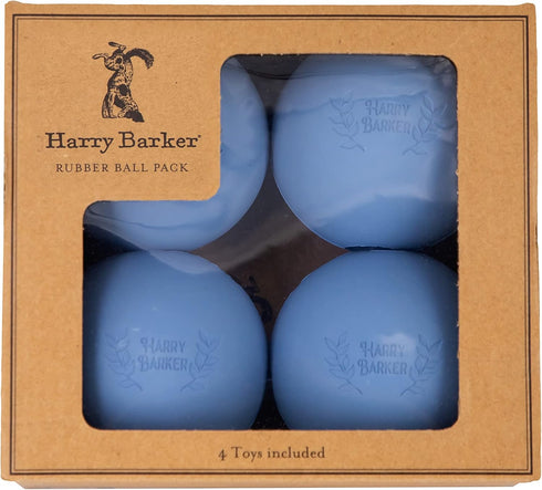 Harry Barker Rubber Balls and Chew Stick, 3" Rubber Balls, 4 Pack for Dogs