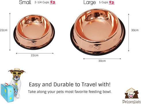 Petsentials Non-Skid Stylish Food Bowl for Pets, Premium Grade Stainless Steel in Elegant Bronze