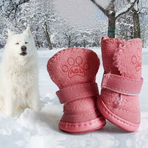 payanwin Anti-Slip Dog Boots Paw Protector, Winter Warm Skidproof Sneakers for Small Dogs (#1, Pink)
