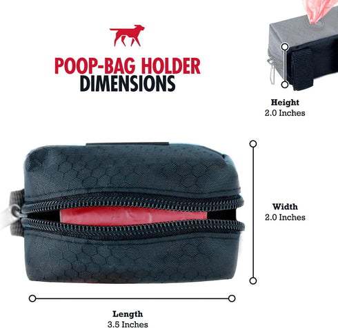 2 Tuff Pupper Dog Poop Bag Holder | Works with Any Dog Leash | Zippered Waste Bag Dispenser | Waterproof