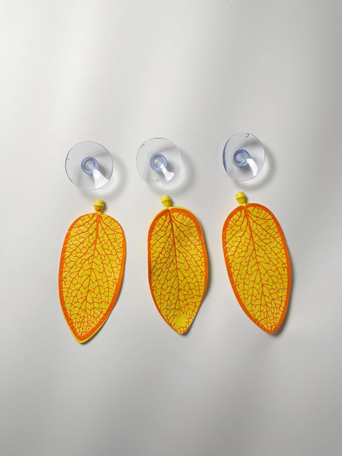 3 Pcs Artificial Plant Leaf Betta Hammock - Fish Rest Bed for Aquariums (Yellow)