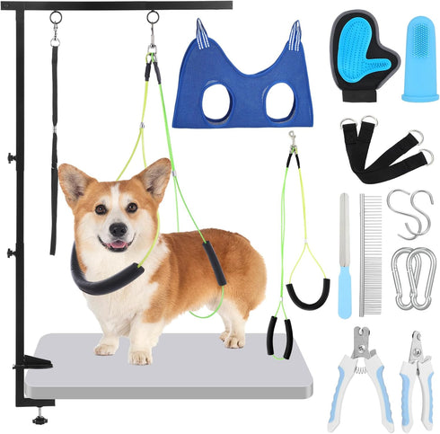 Sunnymove 13 27"-37", Hammock Set Pcs Adjustable Dog Grooming Arm with Clamps, Adjustable Height Pet Grooming Stand
