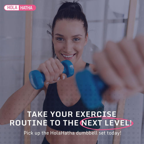 HolaHatha Neoprene Dumbbell Set - 2, 3, 5, 8, and 10 Pound Free Hand Weights with Rack for Home Exercises, Pastel