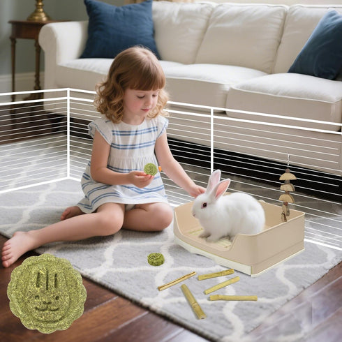 RUBYHOME Chinchilla, 16.9 inch Oversize Rabbit Litter Box with Drawer, Corner Toilet Box with Grate Potty Trainer