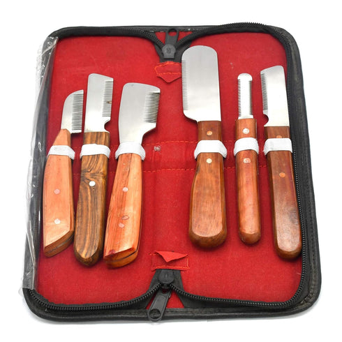 AAProTools Dog Grooming Coat Stripping Knife Stripper Trimmer Tool Wooded Handle Stripping Knives