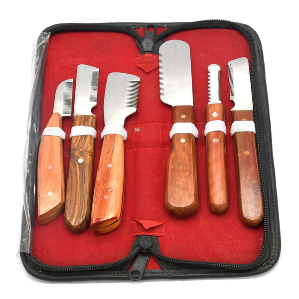 AAProTools Dog Grooming Coat Stripping Knife Stripper Trimmer Tool Wooded Handle Stripping Knives