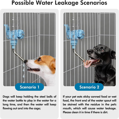 Vannon Dog Water Dispenser for Cage, 15oz Auto Feeding Bottle for Dogs, Cats & Rabbits, BPA Free, Blue