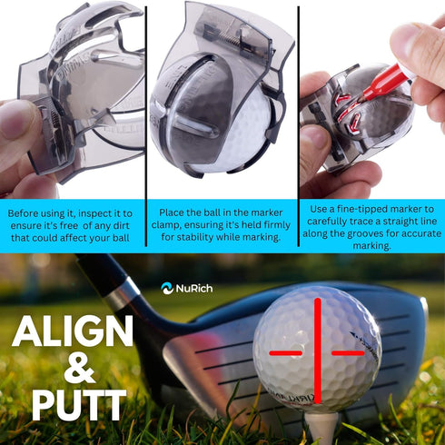 Golf Ball Line Marker Tool, Putting Alignment Marking Tool, Easy to Carry Golf Accessories, 2 Pack