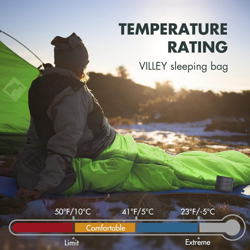 VILLEY Mummy Sleeping Bag, Lightweight Backpacking for Adults & Kids, Camping Hiking Equipment for 3-4 Seasons