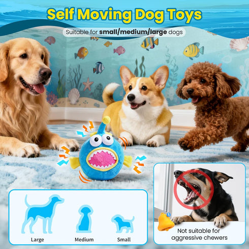 Interactive Dog Toys, Self Moving Dog Toy to Keep Them Busy, Electronic Vibrating Dogs Toy/Squeaky Bouncing Ball