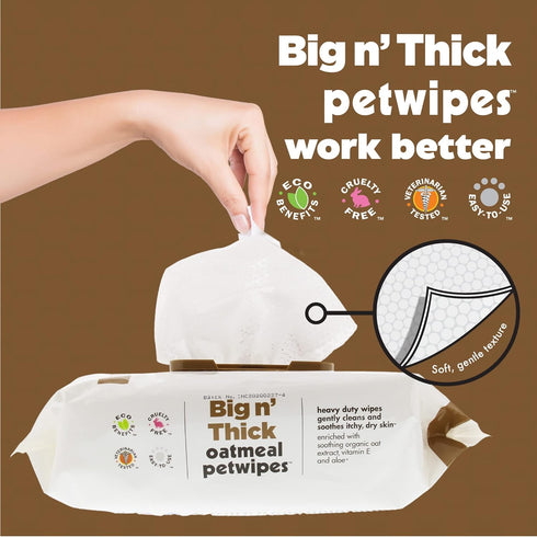 Petkin Pet Wipes for Dogs and Cats, Oatmeal, 100 Wipes, Soothes Itchy Skin, Cleans Ears, Face, Body