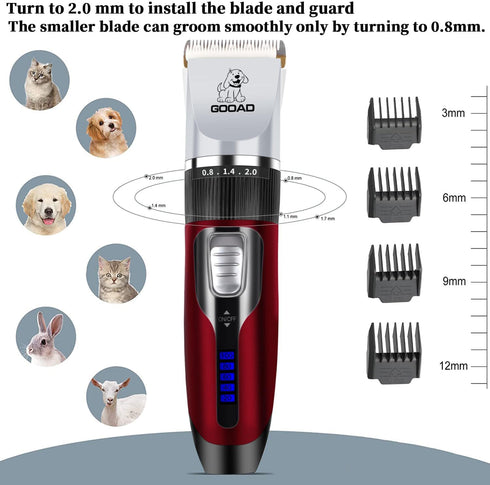 Trimmer,Cordless,Low Trimmer Dog Clippers Grooming Kit and Paw Noise, Electric Quiet,Rechargeable, Dog Grooming, Pet