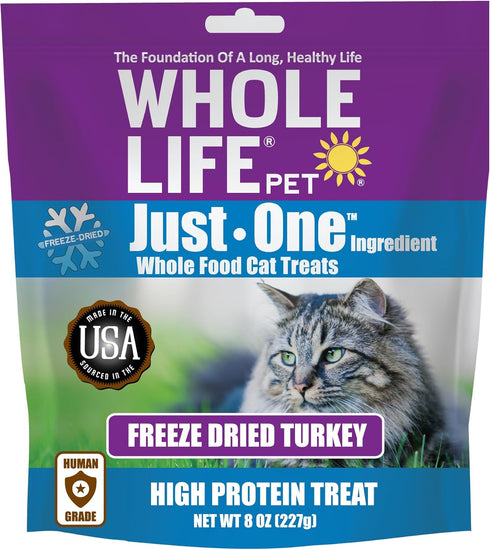 Whole Life Pet Just One Turkey - Cat Treat or Topper, Human Grade, Freeze Dried, Grain Free