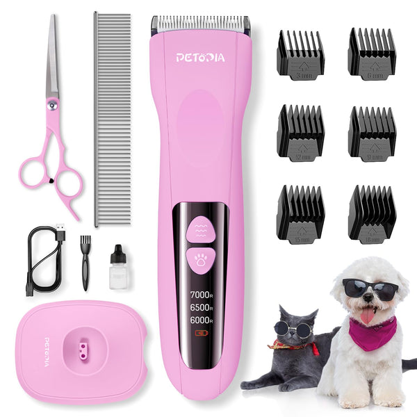 Dog Clippers for Grooming, Low Noise Electric Trimmer, 3-Speed & LCD Dog Grooming Kit