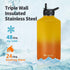 One Gallon Insulated Water Bottle with DIY Stickers, Triple Wall Vacuum Cold for 48 Hrs, 128oz Stainless Steel Jug