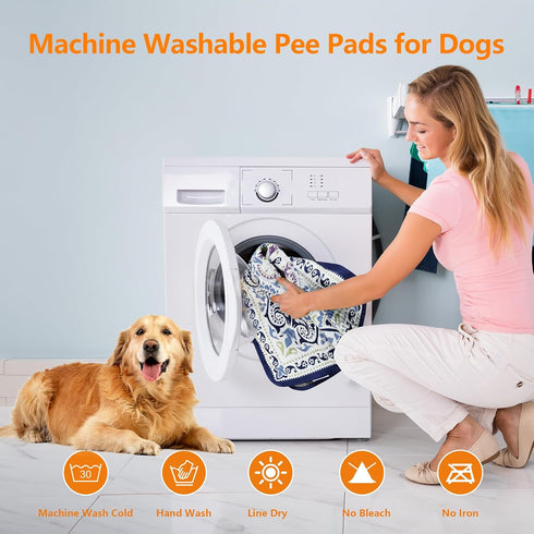 Mozin 1 Pack 72"x72" Washable Pee Pads for Dogs, Super Absorbent Reusable Puppy Pads Waterproof, Leak-Proof & Non-Slip