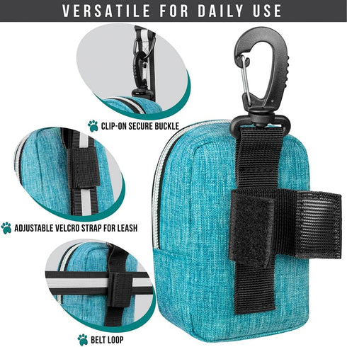 PetAmi Dog Poop Bag Holder for Leash, Pet Waste Dispenser with Clip, Travel Camping Supplies with Doggy Roll, Blue