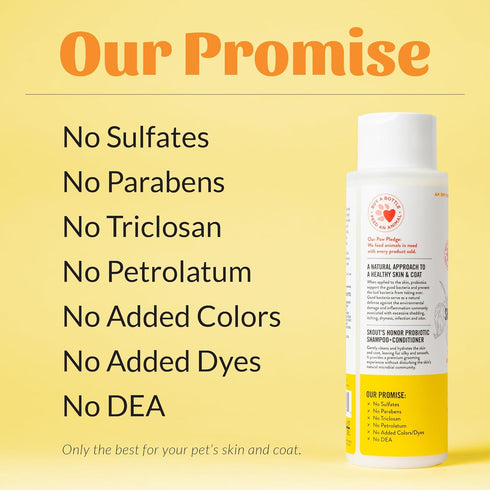 Omega-3s, 97% 16oz, 2-Pack Skout's Honor Probiotic Cat Shampoo & Conditioner with Avocado Oil & Natural, Paraben