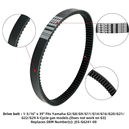 Golf Cart Clutch Drive & Starter Generator Belt Replacement, Compatible with Yamaha G2-G29/Drive 4 Cycle Gas Models