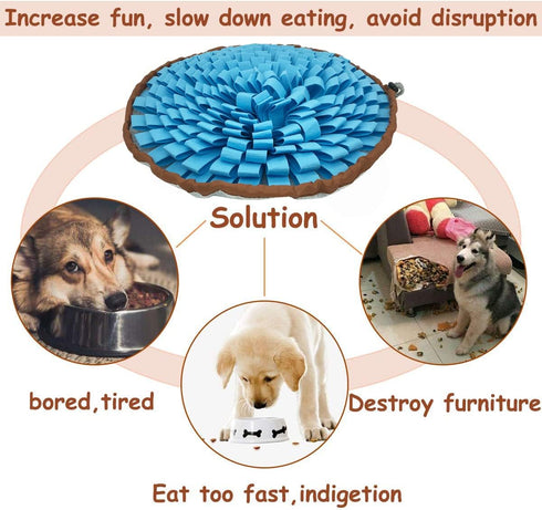 Dog Snuffle-Mat Slow-Feeder-Bowl - Simulating Grassland for Boredom, Encourages Natural Foraging Skills for Pet, Treat