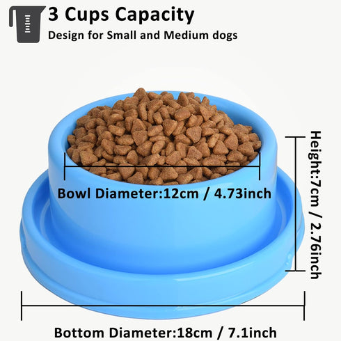 2pcs Colorful Plastic Round Dog Bowls, No Spill Water Food Feeder Dish for Cats and Puppies