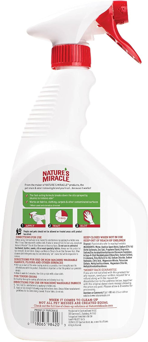 Nature’s Miracle Skunk Odor Remover - Citrus Scent 32 Oz, Odor Neutralizing Formula