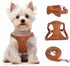 XXS Dog Harness and Leash Set, Adjustable No Pull Puppy Harness with Multifunction Brown Leash & Collar for Small Dogs