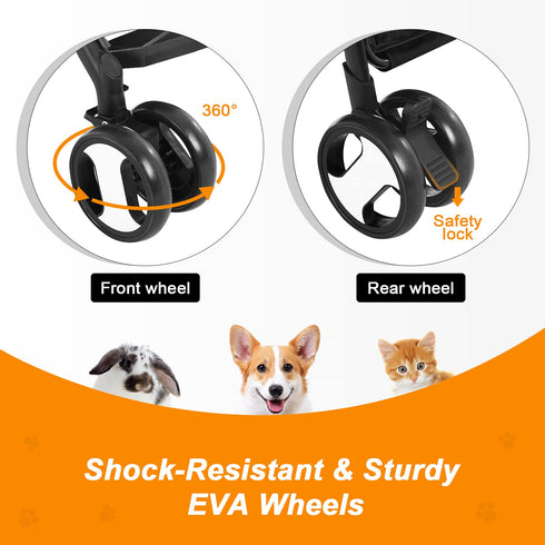 3-in-1 BestPet Pet Dog Stroller with Premium Multifunction & Detachable Carrier for Folding Lightweight Cat Travel