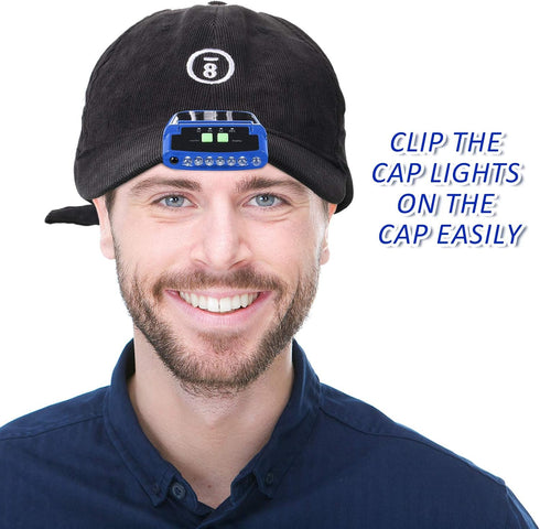 Mudder LED Clip on Cap Lights, USB Rechargeable Waterproof Ultra Bright Hat Flashlight for Fishing Camping Hand Work