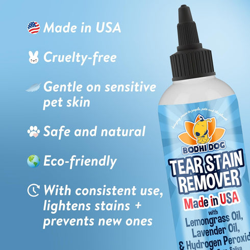 Bodhi Dog Tear Stain Remover, Gentle Natural Solution for Dogs & Cats, 8 Fl Oz, Alcohol-Free, Made in USA