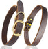 Leather Dog Collar with Heavy Duty Hardware, Full Grain Ultra Soft Genuine Cowhide, Metal Buckle, Medium (13-19" Neck)