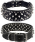 Hoot PU Leather Adjustable Spiked Studded Dog Collar 2" Wide 25 Spikes (XS Neck 15"-18", Black)