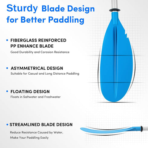 Kayak Paddle, 88in 4 Pieces Boat Oars, Heavy Duty Aluminum Alloy Shaft, Lightweight Detachable Adjustable Fishing Kayak