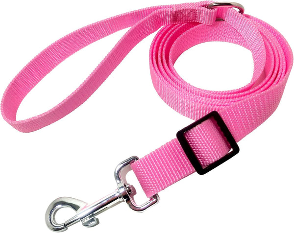 6FT/10FT Adjustable Dog Leash, Nylon Leashes for Medium Large Dogs (6FT, Pink)