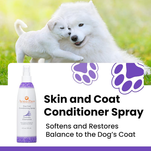 Dog Coat Conditioning Spray - Pet-Friendly Detangler with Natural Essential Oils for Dogs - Lavender Chamomile 4.5 oz.