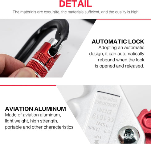 Rope Grab with 15KN Quick Lock for Rock Climbing Fall Protection, Outward Bound Training, Fire Rescue, Power Engineering